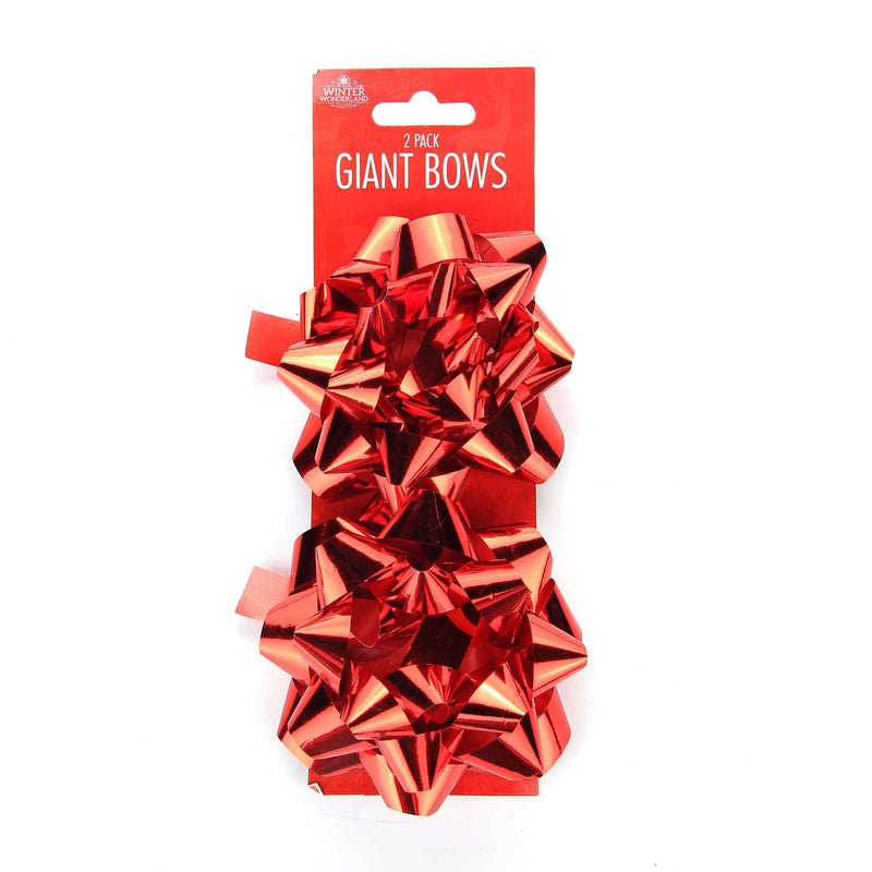 Giant Foil Gift Bows 2 Pk Assorted Colours