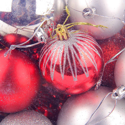 Red & Silver Christmas Baubles 45PC