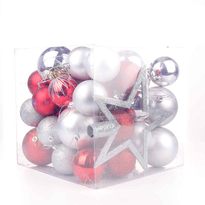 Red & Silver Christmas Baubles 45PC