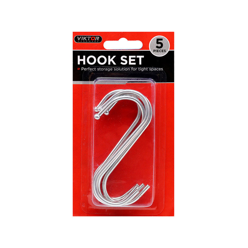 Silver Steel S Hook Set 5PC