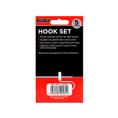 Silver Steel S Hook Set 5PC