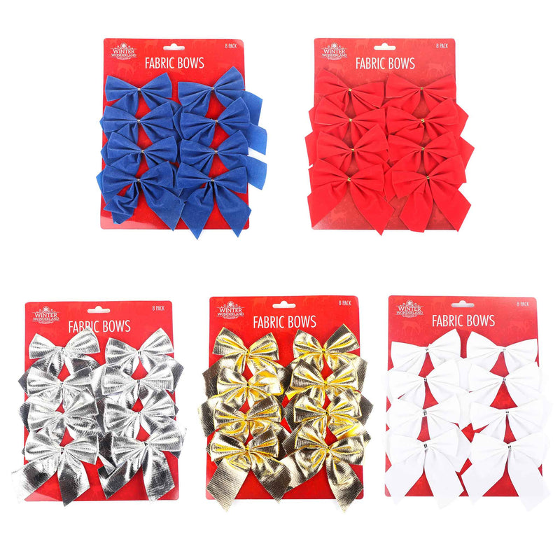 Festive Fabric Bows 8PK