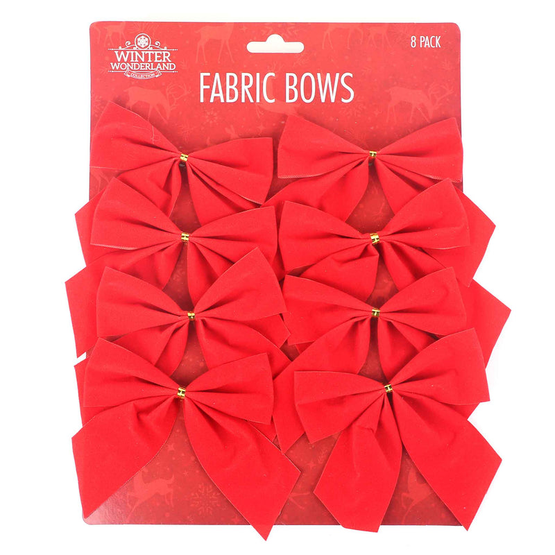 Festive Fabric Bows 8PK