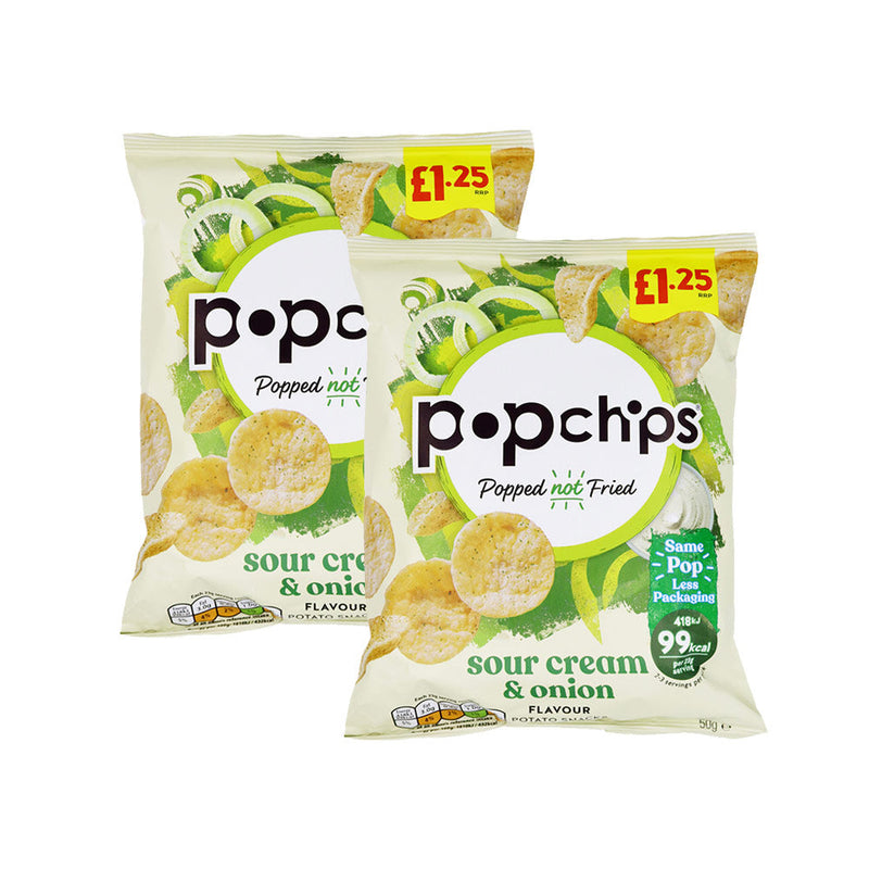 Popchips Sour Cream & Onion Patato Snacks 50gx2PK