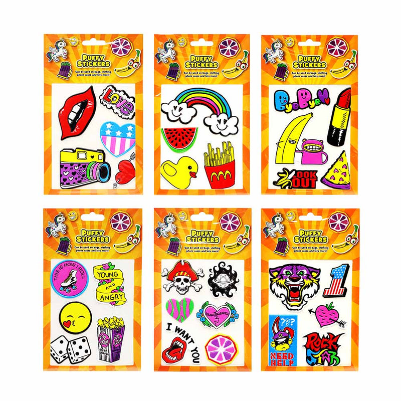 Puffy Stick On Stickers Assorted