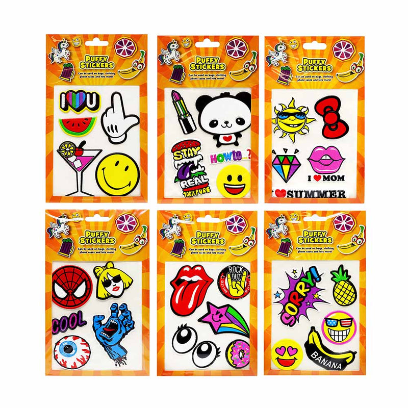 Puffy Stick On Stickers Assorted