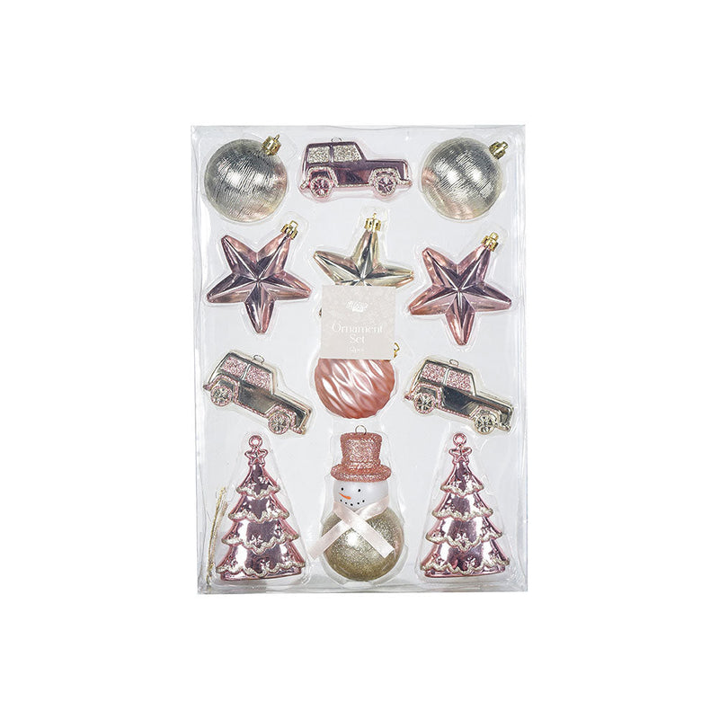 Christmas Ornament Set 12pcs Pink