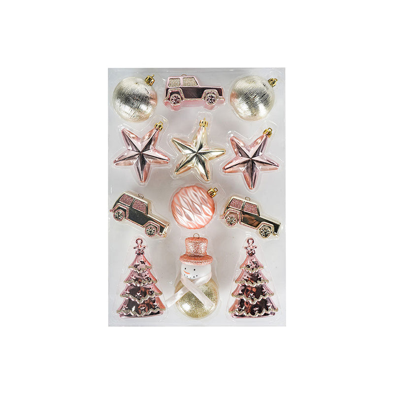 Christmas Ornament Set 12pcs Pink