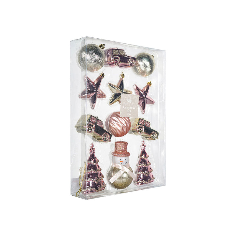 Christmas Ornament Set 12pcs Pink