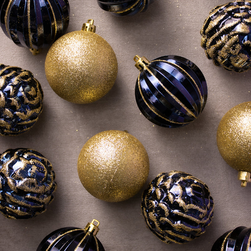 Christmas Baubles 24PCS Blue & Gold