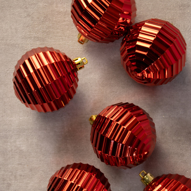 Christmas Baubles 6CM 6PCS Red