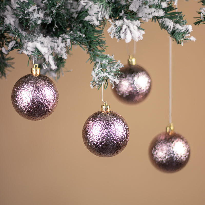 Christmas Baubles 6CM 6PCS Pink