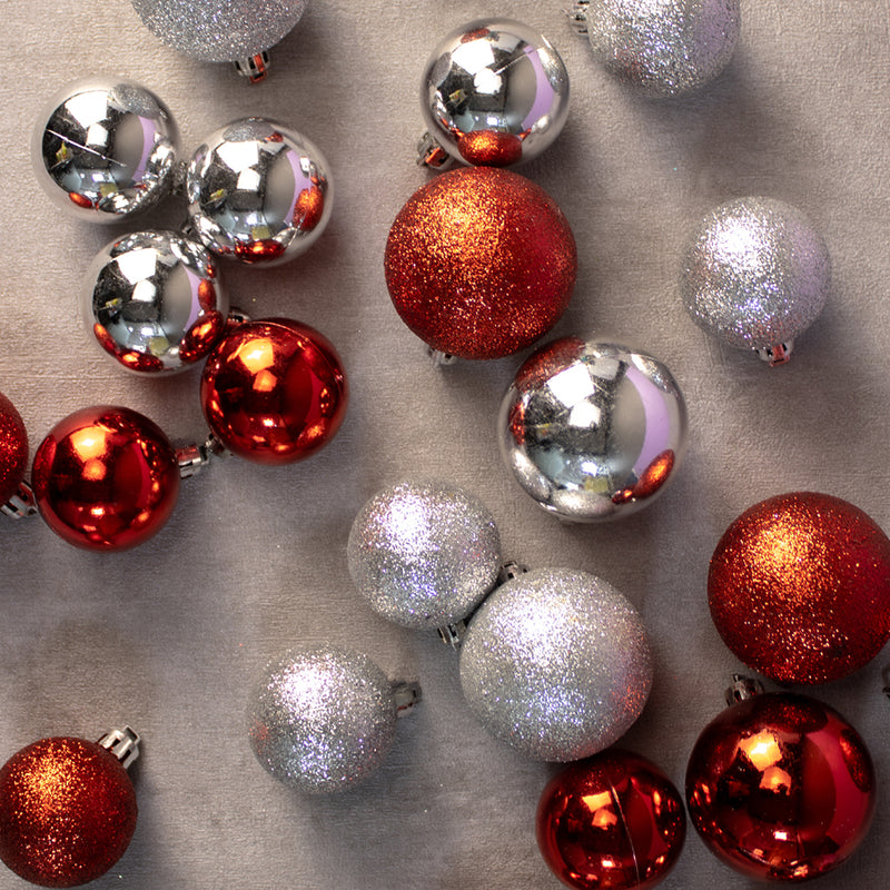 Christmas Baubles 22PCS Red & Silver