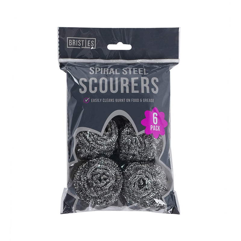 Spiral Stainless Steel Scourers 6Pack