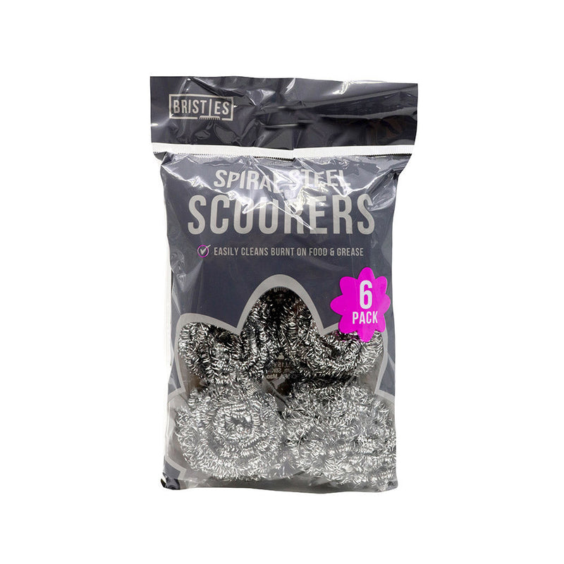 Spiral Stainless Steel Scourers 6PK