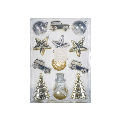 Christmas Ornament Set 12pcs Gold