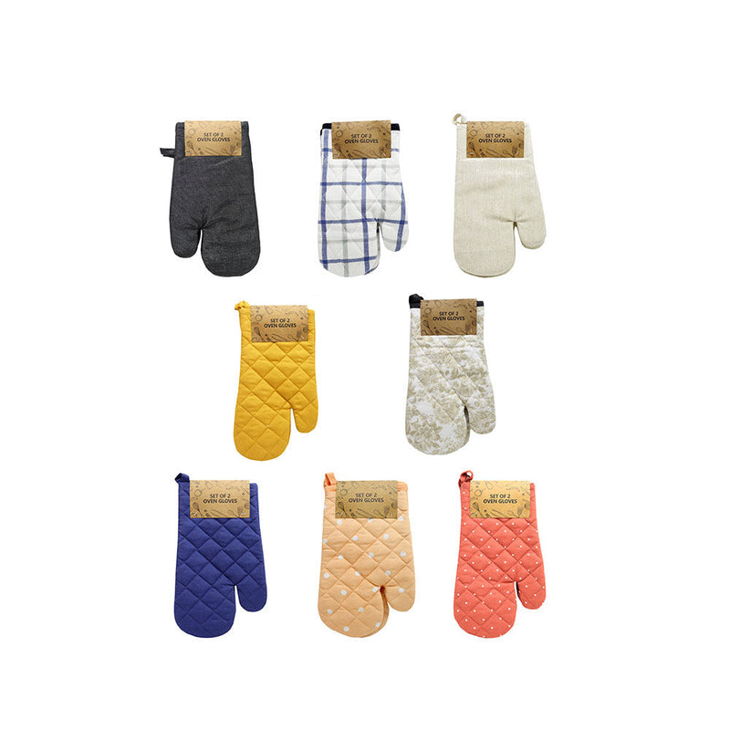 Set Of 2 Oven Gloves Assorted