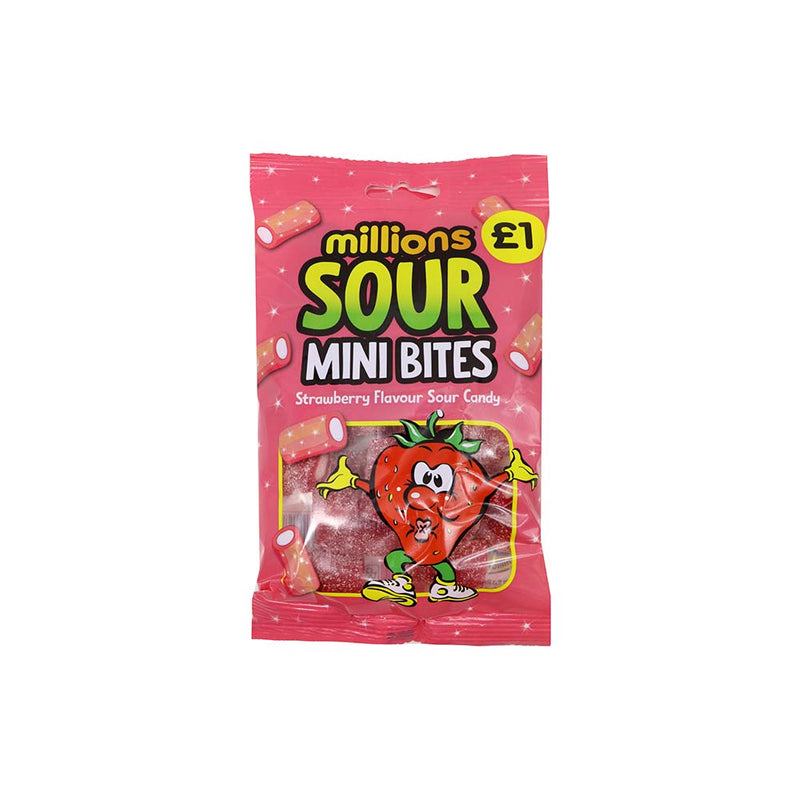 Millions Bags Sour Strawberry Mini Bites Sour Candy 140g x 4PK