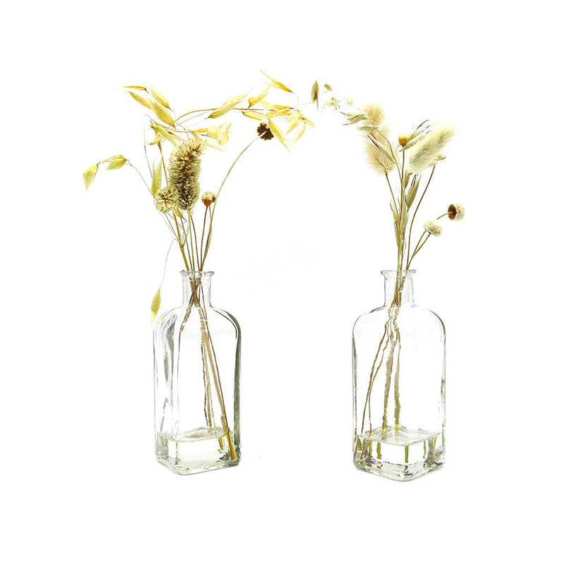 Dried Grasses & Flowers in Square Glass Vase