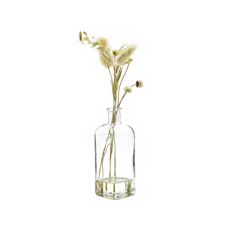 Dried Grasses & Flowers in Square Glass Vase