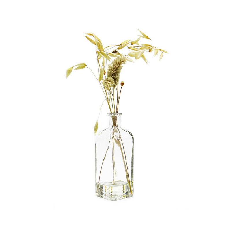 Dried Grasses & Flowers in Square Glass Vase