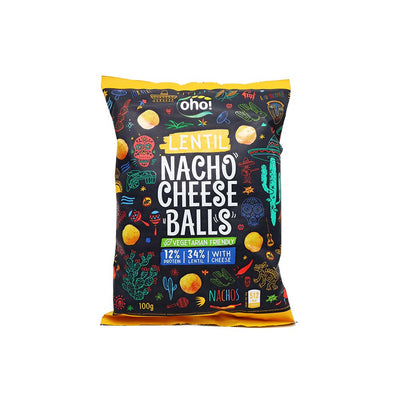 OHO! Lentil Nacho Cheese Balls Snacks 100g