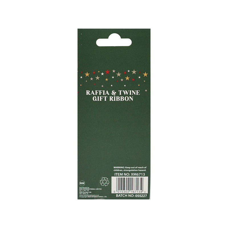 Christmas Raffia & Twine Gift Ribbon Green Pack of 3