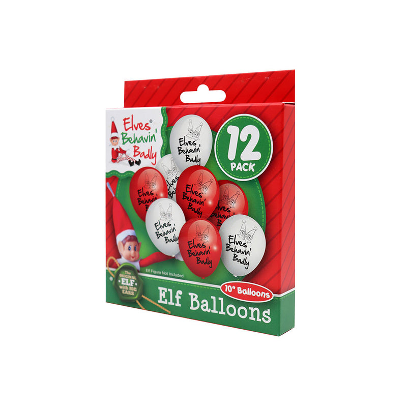 10" Printed Elf Balloons Pack Of 12