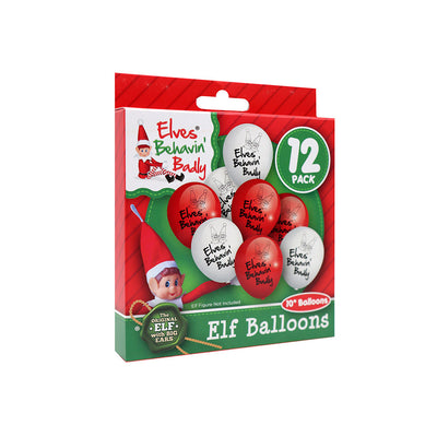 10" Printed Elf Balloons Pack Of 12