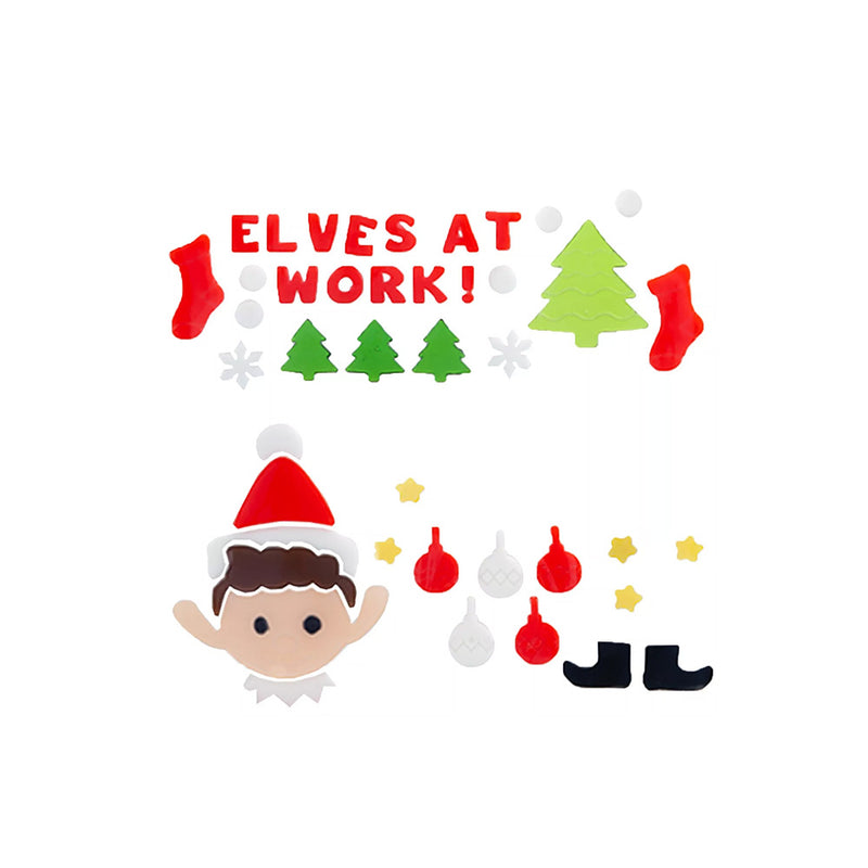 Elf Gel Window Stickers 20cm x 20cm 4 Design Assorted