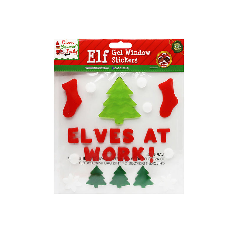 Elf Gel Window Stickers 20cm x 20cm 4 Design Assorted