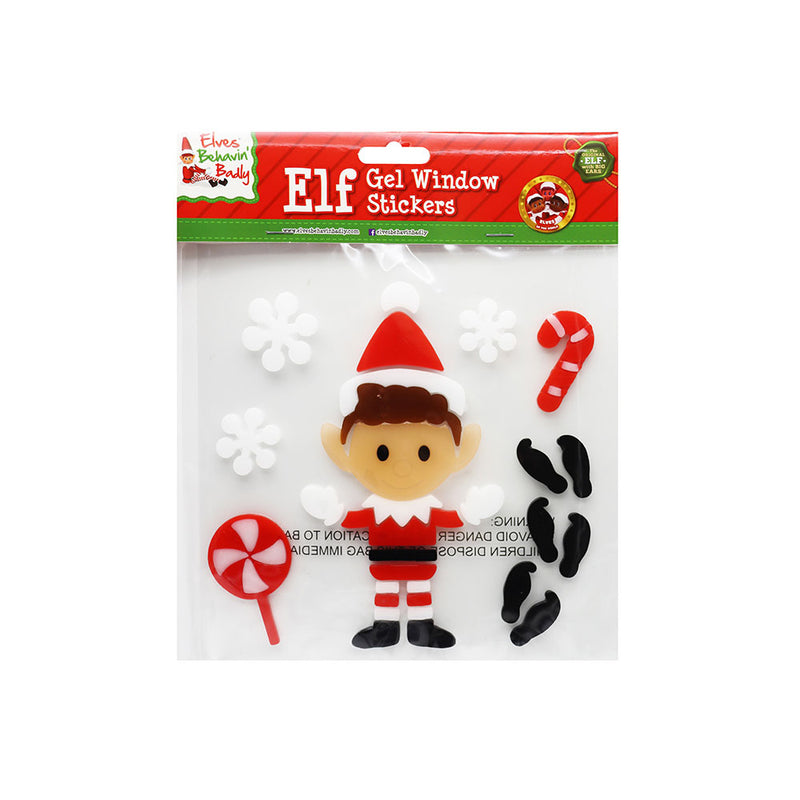 Elf Gel Window Stickers 20cm x 20cm 4 Design Assorted