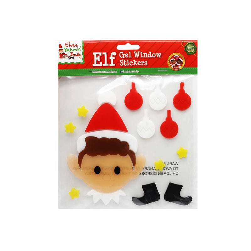 Elf Gel Window Stickers 20cm x 20cm 4 Design Assorted