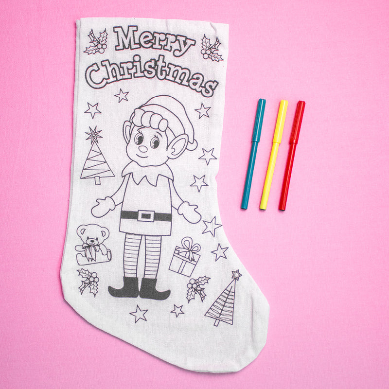 Colour Your Own Elf Stocking With Pens