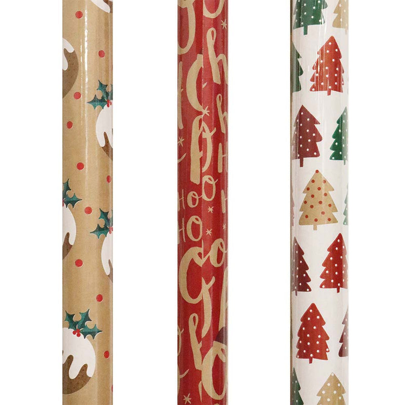 Festive Kraft Gift Wrapping Paper 2M