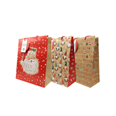 Christmas Gift Bag & Wrapping Paper,Ribbon Set Vibrant Festive