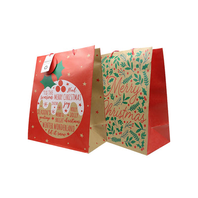 Christmas Gift Bag & Wrapping Paper,Ribbon Set Vibrant Festive