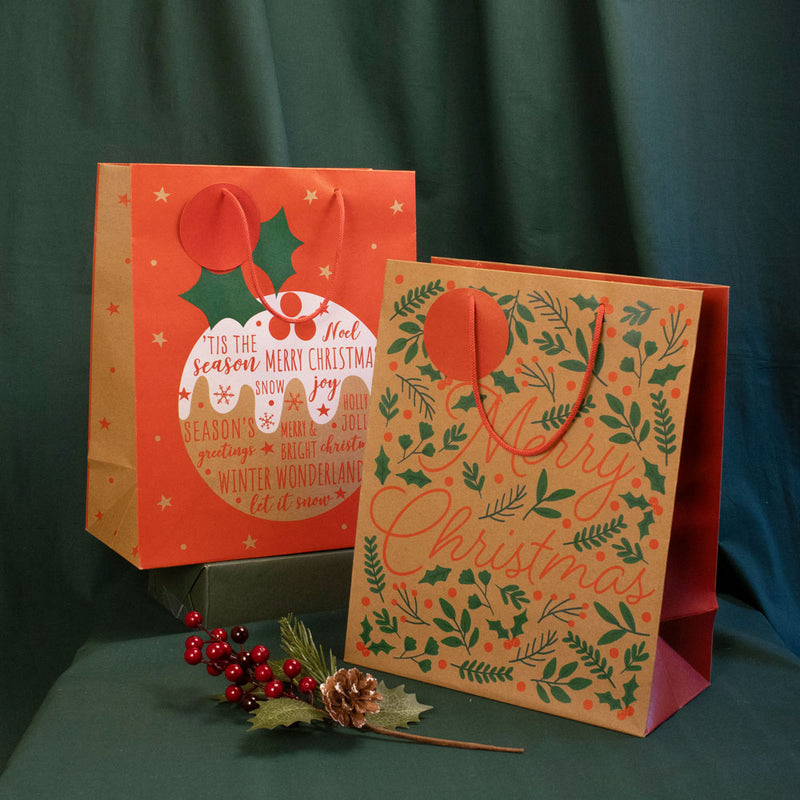 Christmas Kraft Gift Bag 2Pack Large