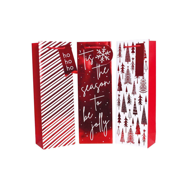 Christmas Red Foil Bottle Gift Bag