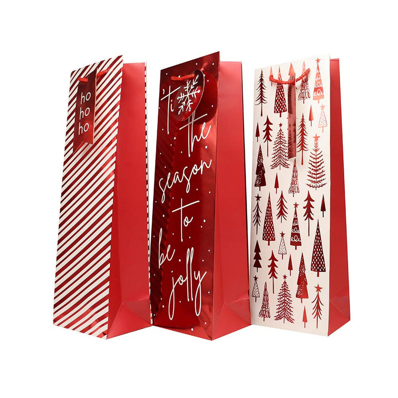 Christmas Red Foil Bottle Gift Bag