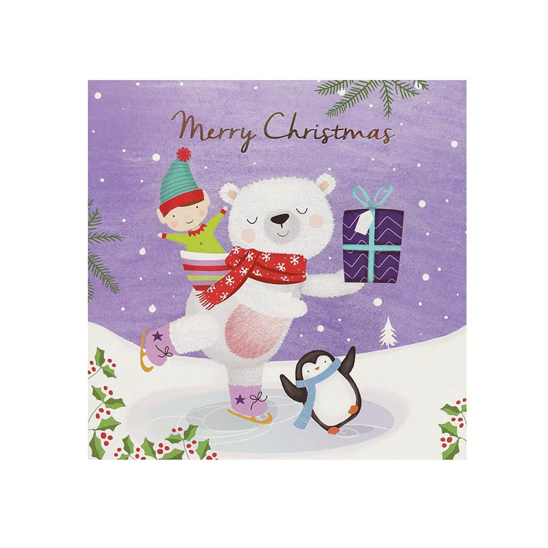 Festive Wonderland Square Christmas Cards 10PK - Snowman/Polar Bear