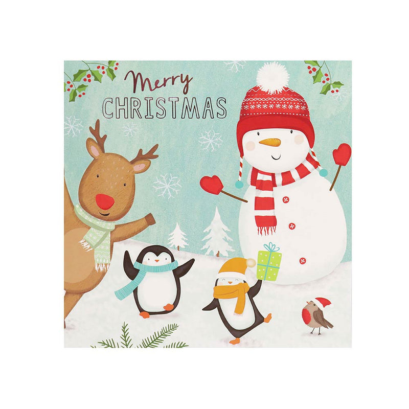 Festive Wonderland Square Christmas Cards 10PK - Snowman/Polar Bear