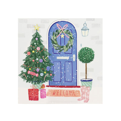 Festive Wonderland Square Christmas Cards 10PK - Postbox/Door