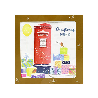 Festive Wonderland Square Christmas Cards 10PK - Postbox/Door