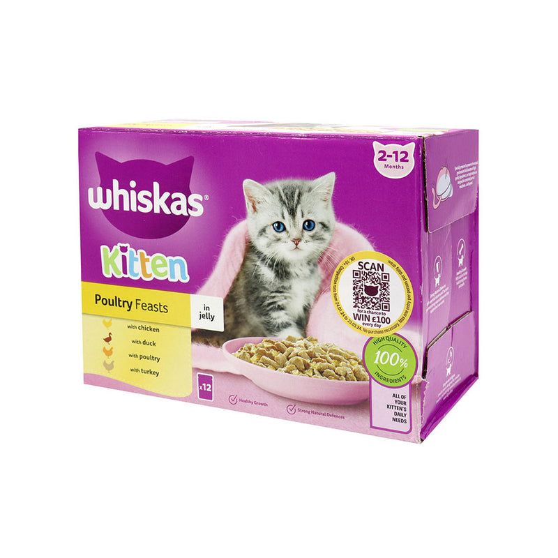 Whiskas Kitten Pouches Poultry Feasts in Jelly 12PK