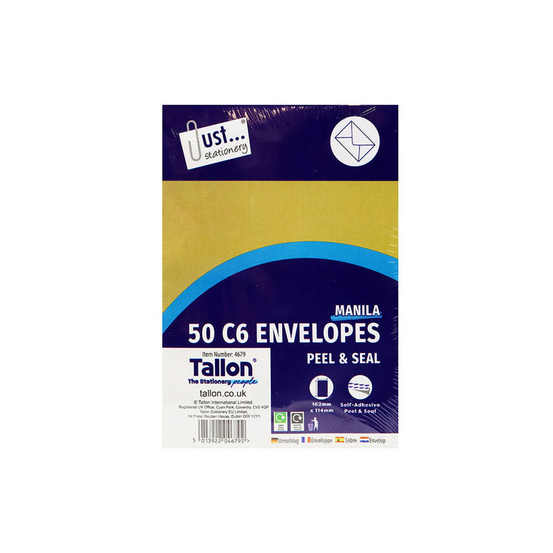 50 C6 Manila Peal & Seal Envelopes 80gsm