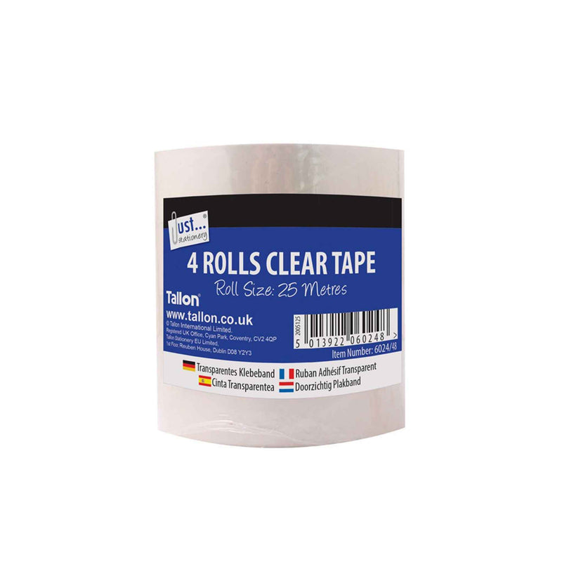 4 Rolls Clear Tape 25metres