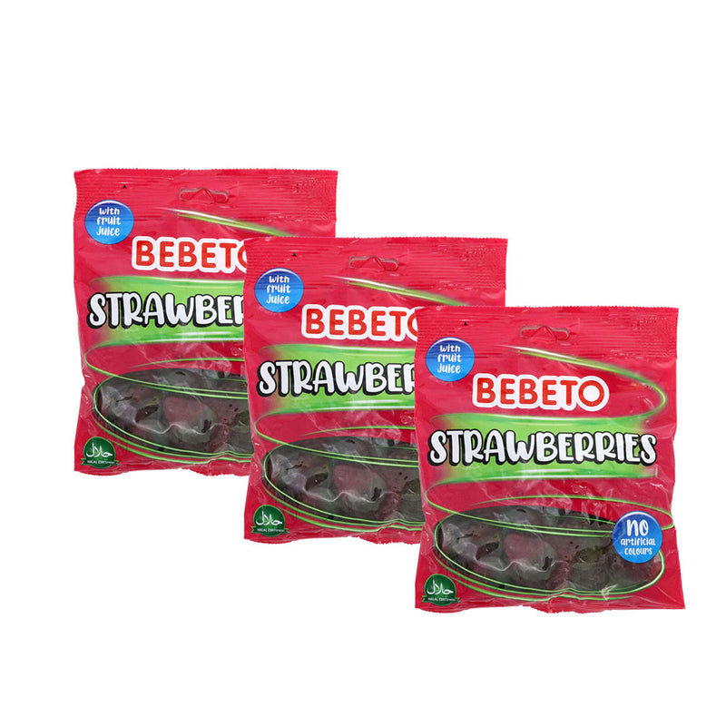 Bebeto Jelly Candy Strawberries 150g x 3Pack