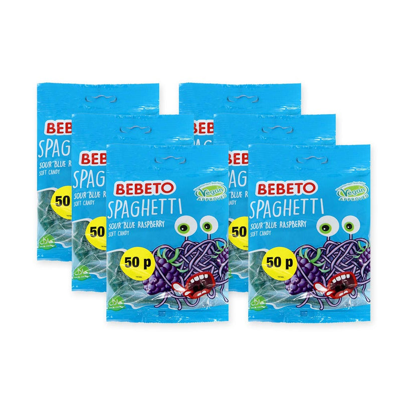 Bebeto Spaghetti Sour Blue Raspberry Soft Candy 70g x 6PK