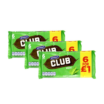 Club Biscuits Mint 6 Bars x 3PK